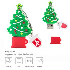 BorlterClamp Cute USB Flash Drive Christmas Tree Model 32GB New Year Gifts Novelty Memory Stick Pendrive