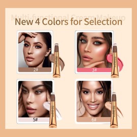 Contour Stick Liquid Blush Highlighter Set, Cream Liquid Blush Stick Contour Highlighter Beauty Wall, Blendable Silky Face Makeup Stick, Matte Liquid Highlighter Stick with Pillow Applicator