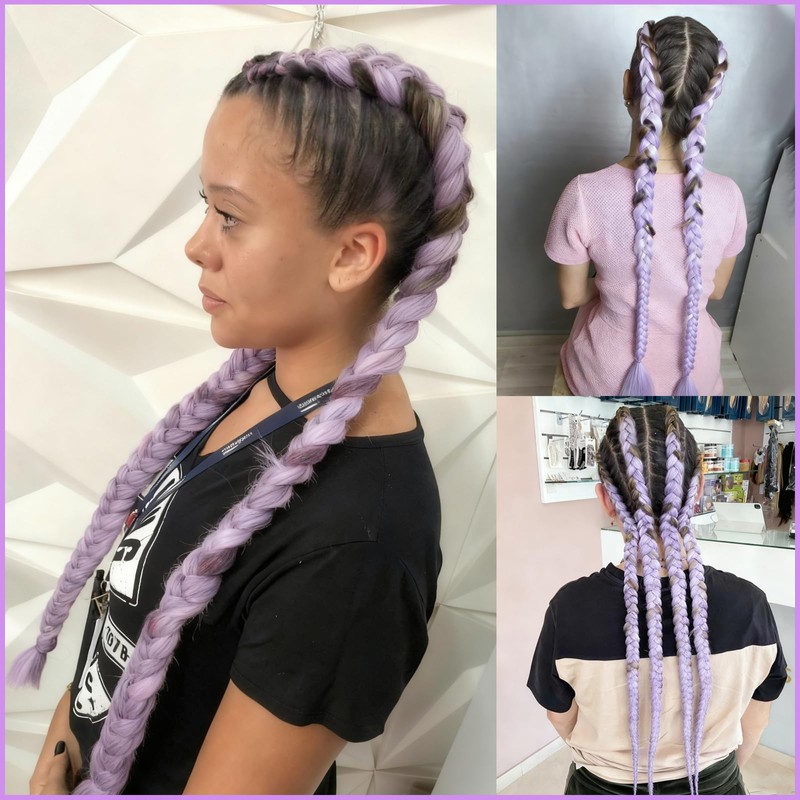 Lavender Purple Braiding Hair Pre Stretched 2 Packs Box Braids