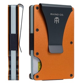 RHINO CO. Minimalist Metal Wallet RFID-Blocking Credit Card Holder with Cash Clip - Slim, Secure, Small and Stylish (Burnt Orange)