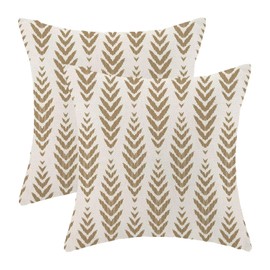 BETGINY Tan Khaki Boho Pillow Covers 16 x 16 Inch Pack of 2, Bohemian Ethnic Herringbone Pattern Decorative Throw Pillow Covers Linen Modern Geometry Farmhouse Outdoor Pillowcase for Sofa Couch Decor