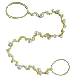 SISYOUP Spiral Hair Ties for Women No Hook, 25" Hand Braided Pearl Ponytail Holders Soft Pony Tail Wrap for Sports,Workouts,Daily Use,Swim, Beach, No-Damage Hair Accessories Hair Accessories (Yellow)