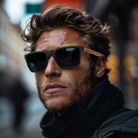 WOODONLY Wooden Casual Polarised Sunglasses - UV400 Protection Square Shades for Men and Women Perfect Gifts, gray