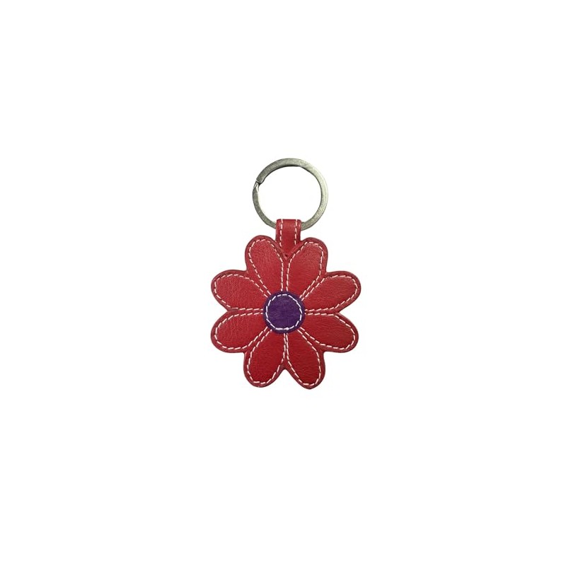 Mala Leather Daisy Leather Keyring (Red)