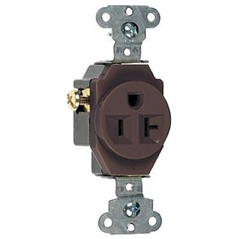 Legrand-Pass & Seymour 5351CC8 Specification Grade Single Receptacle Single 20-Amp 125-volt Side Wire, Brown