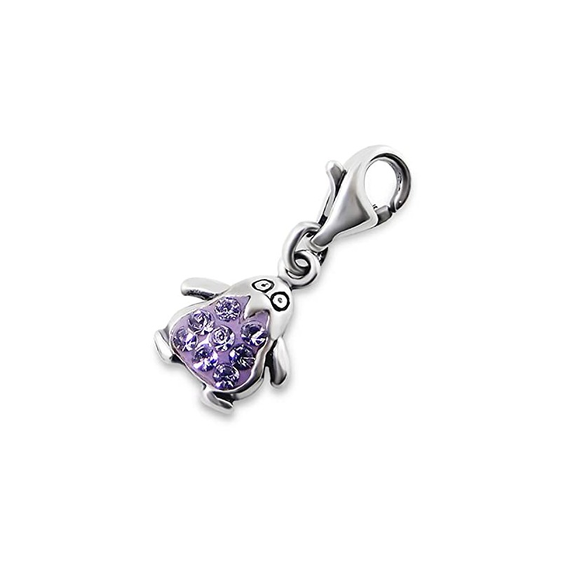 jewellerybox Sterling Silver & Crystal Penguin Clip on Charm