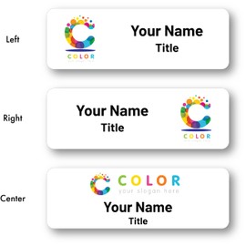 Custom Name Tags - Full Color Logo Name Tags - Scratch Resistant Metal Front & Hard Plastic Back (1.5 x 3 Inch, White)