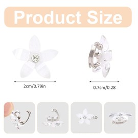 WUSJCOF White Flower Hair Clips Pack of 10 - Hair Accessories Wedding & Communion for Girls, Mini Hair Clips with Rhinestones, Decorative Hair Clip for Bridal Hairstyles