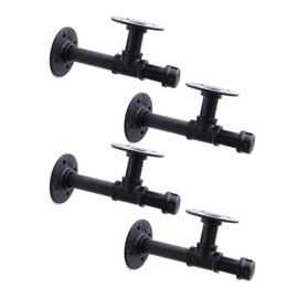 3/4" Industrial Pipe Shelf Brackets, Black Iron Wall Mounted DIY Shelving Brackets Hanging Custom Pipe Brackets for Floating Shelves (4, 8 Inch)