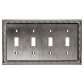 Henne Bery Sunken Pearls Heavy Duty Decorative Wall Plate Switch Plate Outlet Cover (Quad Toggle, Heirloom Silver)
