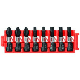 BOSCH CCSV108 8-Piece Assorted Set 1 In. Impact Tough Phillips, Square, and Torx Insert Bits with Clip for Custom Case System