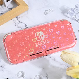 DLseego Clear Glitter Protective Case for Switch Lite Console 2019, Dockable Holographic Laser Crystal Sparkle Colorful Soft & Flexible TPU and Hard PC with Clear Joycon Covers Drop Protection-Heart