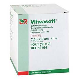 VLIWASOFT Slotted Dressings 7.5 x 7.5 cm Sterile 4 Litres 50 x 2 Pieces