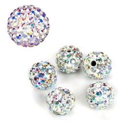 Adabele - Juego de 50 bolas sueltas de arcilla polimérica AB, de grado A, con cristales de imitación, de 12 mm, compatible con Shamballa DB12-2