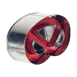 Westmark Linzer Keks-Ausstechform, Plätzchenstecher, Brezel, Mit Auswerfer, Rostfreier Edelstahl/Kunststoff, Silber/Rot, 35002291