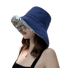 $ole only Hat, Hat, Reversible, Wired, Floral Pattern, Simple, Cute, Stylish, Korean, Chin Strap, Stylish, Cute, UV Protection, UV Protection, UV Protection, blue