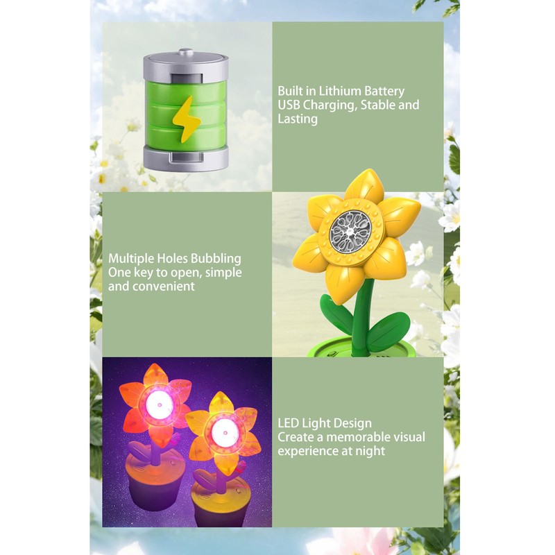 Bubble Machine with LED Light and Music Sunflower Electric Bubble