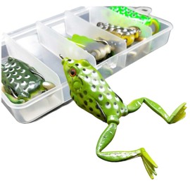 Bass Topwater Frog Lures Kit - Soft Plastic Fishing Lures Bait Set 5 Pc - Bass, Pike, Snakehead - Tackle Box for Your Bass Fishing Frogs - Freshwater Fishing Lures (Frogs with Legs)