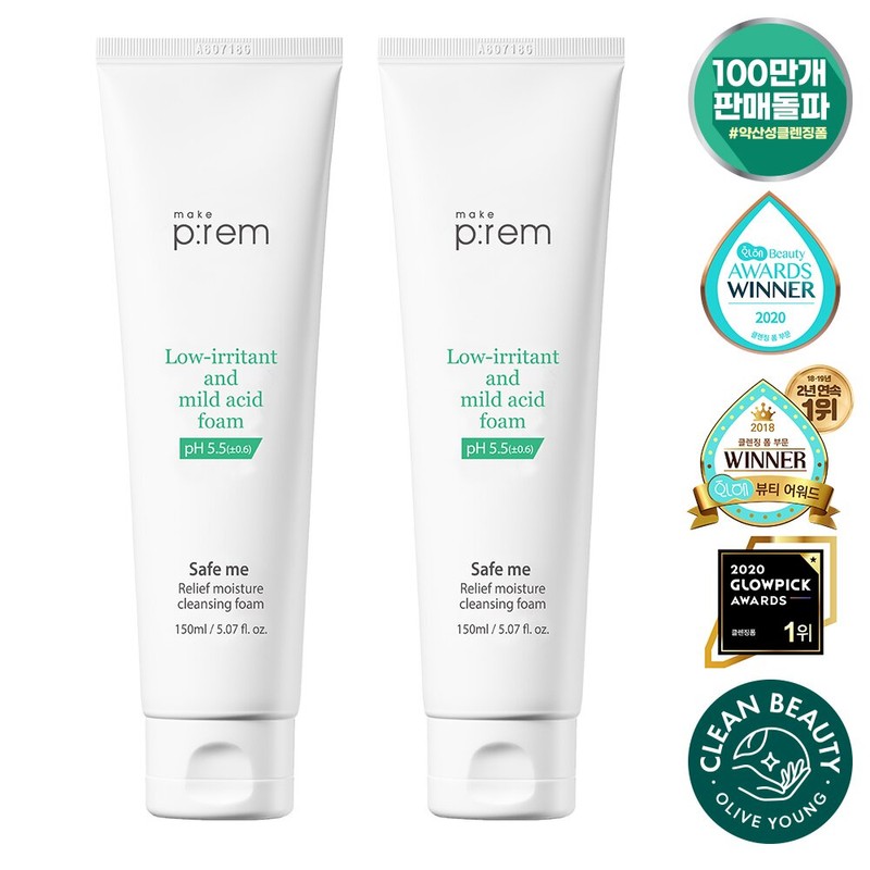 makeprem Safe Me Relief Moisture Cleansing Foam 150mL 1+1 Special