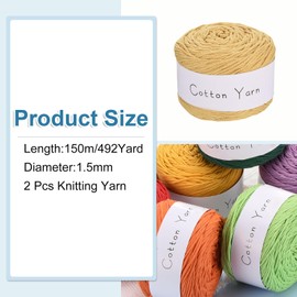 MECCANIXITY 2 Skein Cotton Yarn, 100% Cotton Chunky Yarn for Hand Knitting, Blanket Yarn for Crocheting Each of 204g/7.20oz(Per Skein 150m/164 Yard)/Dark Yellow