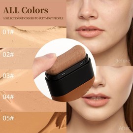 Face Makeup Stick, Multifunctional Foundation Stick with Built-in Foundation Brush, Natural Cover Foundation Stick, Contouring Foundation Stick for Long-Lasting Coverage (05#)