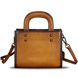 Genuine Leather Small Crossbody Bag for Women Vintage Real Leather Shoulder Bag Handbag Satchel Purse Phone Bag with Strap (Brown)