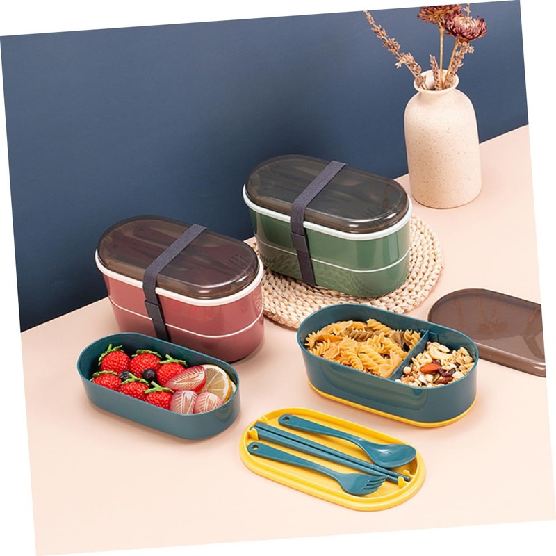 FUNOMOCYA 1Set Double Layer Bento Lunch Box for Portable Container