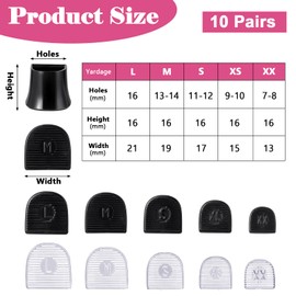 Heel Cap Protectors for High Heel Shoes | U Shape 5 Sizes Black Clear 10Pairs | Anti-Slip Noise Reducing High Heel Protector Replacement Tips, Heel Protectors Tip Covers for Stiletto and Pumps Tips
