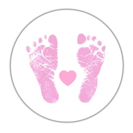 Baby shower stickers, labels, tags, envelope seals, girl, pink, baby feet (2 inch (40 stickers))