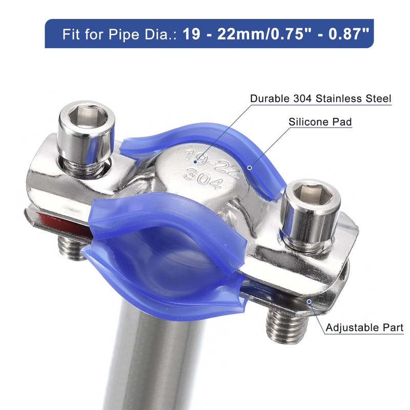 sourcing map Pack of 2 Stainless Steel Pipe Supports Wall