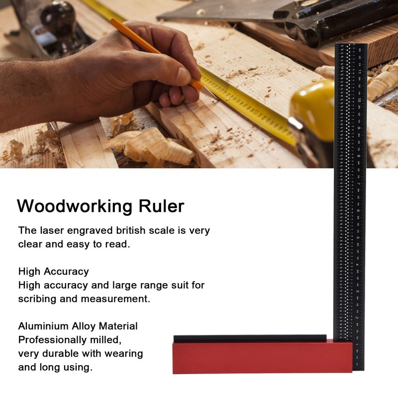 Woodworking Ruler 12in Accurate Carpenter Square L Shaped Right Angle