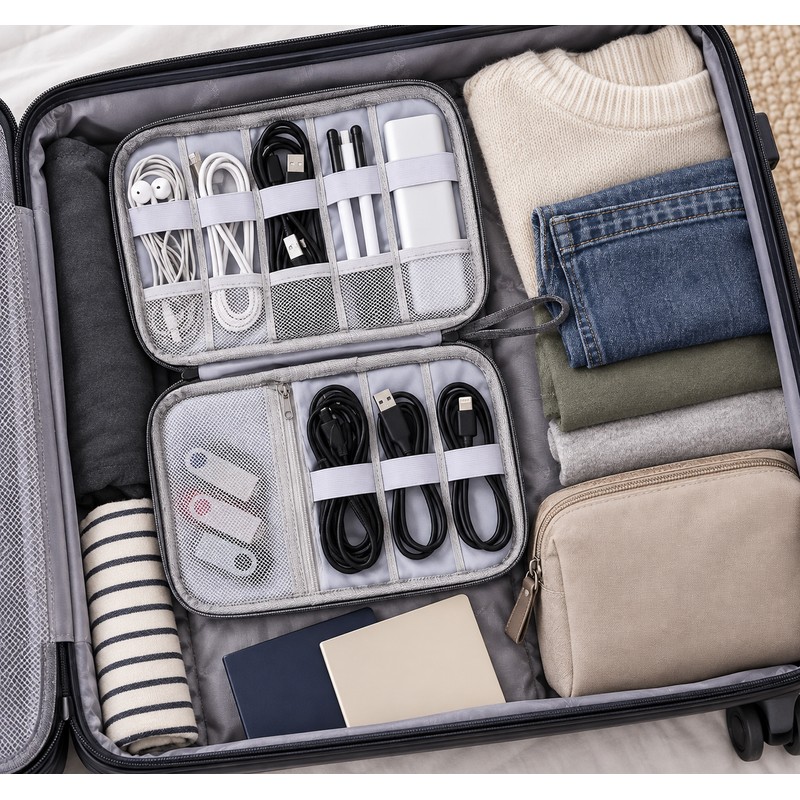 Electronics Organizer Bag Waterproof Carrying Pouch Travel Bag Universal Cable