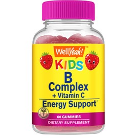 WellYeah B Complex Gummies for Kids - with Vitamin C, Niacin, Vitamin B6, Folic Acid, Vitamin B12, Biotin & Pantothenic Acid - 2 Month Supply - Strawberry Flavor - Non GMO, Gluten Free - 60 Gummies