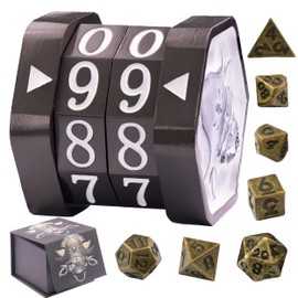 ALOBGHDC Metal MTG Life Counter, Game Skull Life Counter MTG with High Grade Gift Box Packag for Board Games, Tabletop Cards Games, TTRPGs, Compatible with MTGs, Black Nickel Wheels with White Numbers