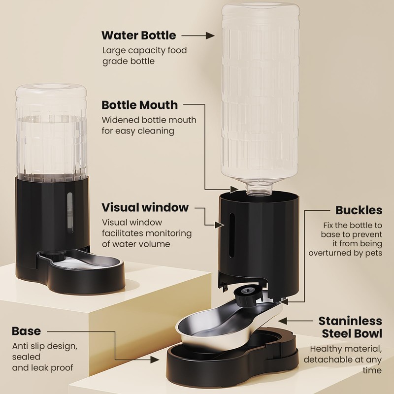 CZPET Automatic Dog and Cat Water Dispenser with Stainless Steel