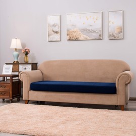 DyFun Couch Cushion Cover Stretch RV Seat Cover Cushion Knit Slipcover Furniture Protector Reversible Cover in Living Room for Settee (Loveseat Cushion, Navy)