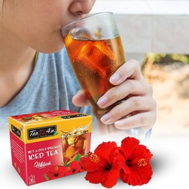 Tea4U Hibiscus Iced TeaBags - Ideal Quality Cold and Hot Brew from Sri Lanka's Finest Leaves and Expertly Blended - Each Tea Bag Produces Half-Gallon Iced Tea - Convenient Packaging - 10 Count