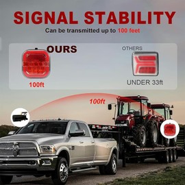 2Pack Magnetic Wireless Trailer Lights Kit, Magnetic Wireless Tail Lights for Trailer,100ft Range Rechargeable Led Trailer Rear Light Kit for Truck,12v Towing Taillight with Turn Signals,Waterproof