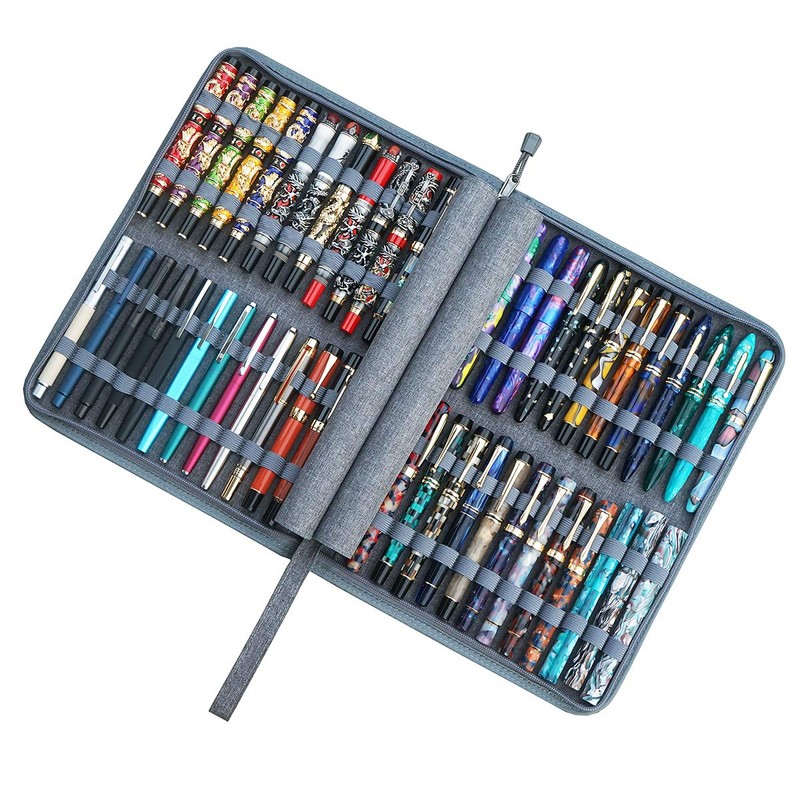 Fountain Pen Case Gray 48 Pens Large Capacity Fountain Pen