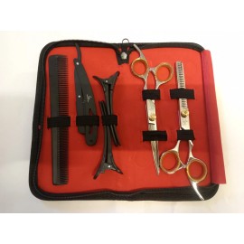 NOMI BROTHERS 5Pcs Hair Cutting Scissors Set – Barber Shears Kit with Clips & Comb