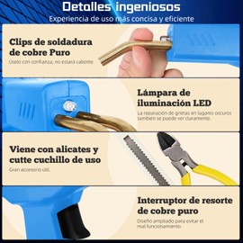 Soldador de Plástico 800 pzs, 80W Plástico Soldadura Máquina, Kit de Reparación de Soldadura de Plástico, con Alicate y Grapas de 6 Tipos, para Reparar Plástico Roto/Guardabarros/Parachoques