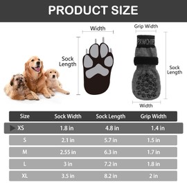 PAWCHIE Anti-Slip Dog Socks for Hardwood Floor with Strap Indoor Non Skid Knit Paw Protector Traction Control