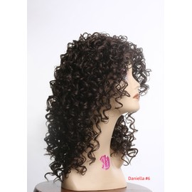 14"-16" Kinky Curly Wig Long Layered Wavy Curly Chestnut/Medium Brown Blonde Natural Looking for Regular Wear or arty Cosplay Heat Friendly Fire Resistant Kanekalon (Bonus: 2 Wig Caps Provided)