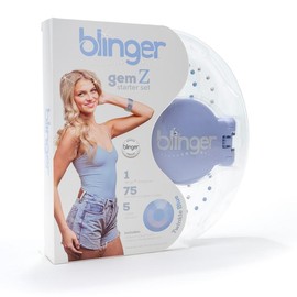 blinger Gem Z Starter Set with blinger Styling Tool + 75 Precision-Cut Glass Crystal- Lavender, Pale Pink, Twinkle Blue  Heatless Haircare - Color: Twinkle Blie