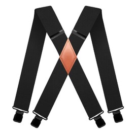 L04AYABY Black Suspenders for Men Heavy Duty Brown Leather X-Back 2 Inch Work Tool Belt Suspenders Ski Mens Suspenders