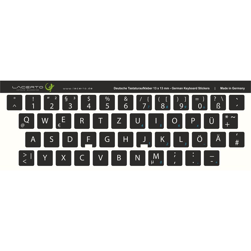 Lacerto® 13 x 13 mm German Sticker Set for PC