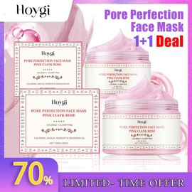 HOYGI Pink Clay & Rose Pore Perfection Face Mask 100g - Clarifies and tightens the pores, Transforms dull & tired skin, For All Skin Types – 100% Vegan - quantity: 【better offe】Qty:100ML*2