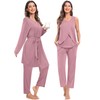 SWOMOG Maternity Nursing Robe Set 3 PCS Postpartum Breastfeeding Pajamas