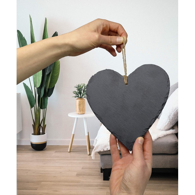 FeinKnick Stylish Slate Heart for Labelling - Decorative Heart Made