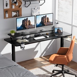 JUMMICO Electric Standing Desk, Adjustable Height Desk 63 x 24 Inch with Monitor Stand, Home Office Computer Desk (Black)